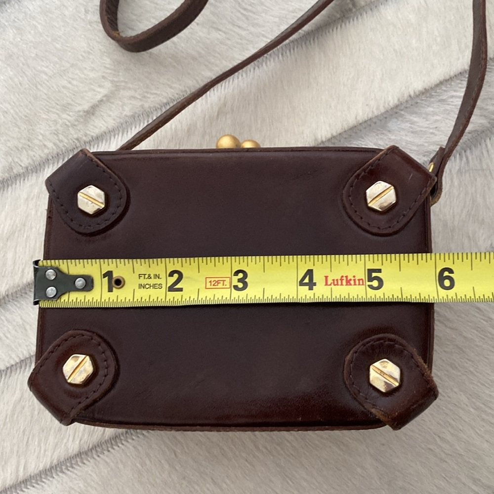 KENO by RO -EL Elegant Brown and Gold Box Crossbody 100% leather Handbag - Picture 12 of 16